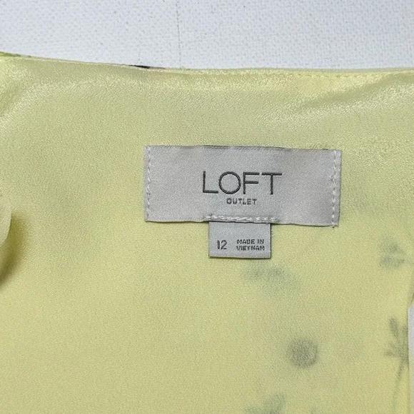 LOFT Floral High Low Wrap Midi Dress Size 12 Ruffle Yellow Feminine Dainty Sun - Picture 7 of 11